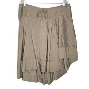 Les Copains Taupe High Low A-Line Knee Length Skirt Women's XL